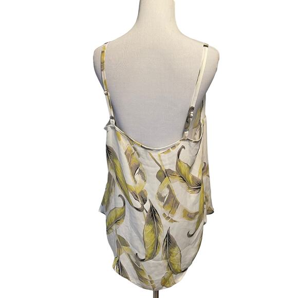 White House Black Market Leaf Print Cami Tank Women's Size 10 Shell Backless Top - Picture 3 of 7